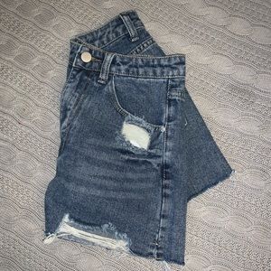 Distressed High Waisted, Denim Shorts Never Worn